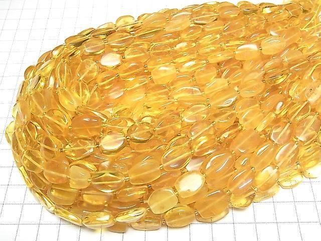 【動画】バルティックアンバー(琥珀) フラットタンブル 【イエロー】 1連(約35cm) サムネイル4
