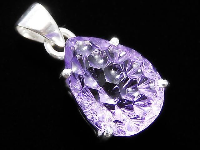 【動画】【1点もの】宝石質アメジストAAA ペンダントトップ SILVER925製 NO.42の画像