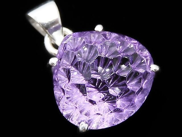 【動画】【1点もの】宝石質アメジストAAA ペンダントトップ SILVER925製 NO.43の画像