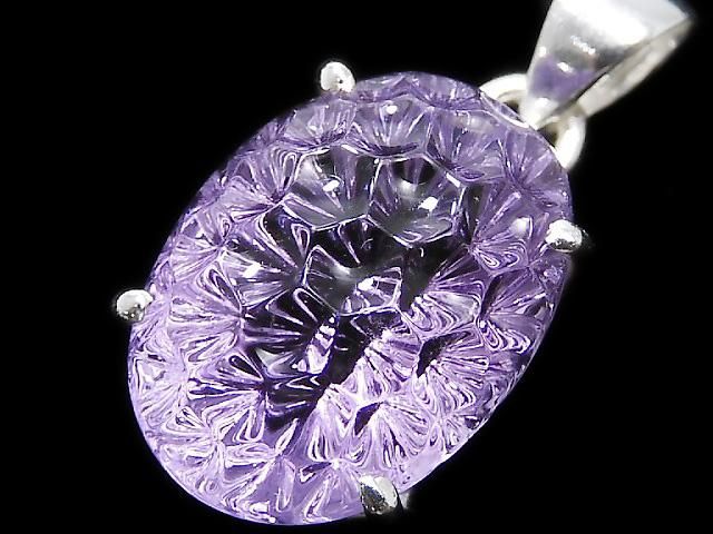 【動画】【1点もの】宝石質アメジストAAA ペンダントトップ SILVER925製 NO.46の画像