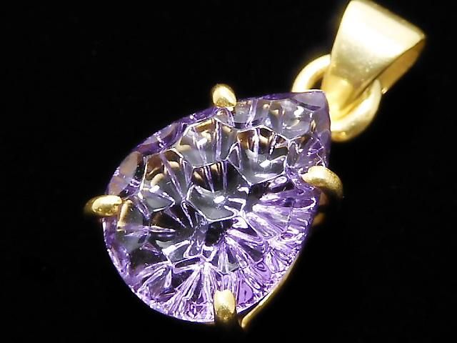 【動画】【1点もの】宝石質アメジストAAA ペンダントトップ 18KGP製 NO.51の画像
