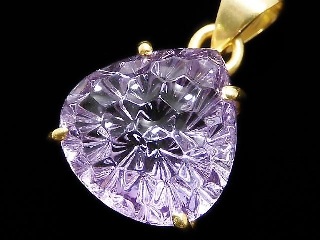 【動画】【1点もの】宝石質アメジストAAA ペンダントトップ 18KGP製 NO.53の画像