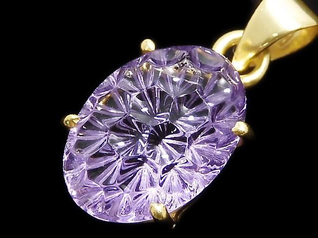 【動画】【1点もの】宝石質アメジストAAA ペンダントトップ 18KGP製 NO.54の画像