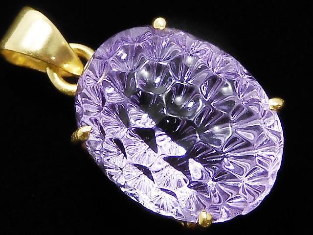 【動画】【1点もの】宝石質アメジストAAA ペンダントトップ 18KGP製 NO.56の画像