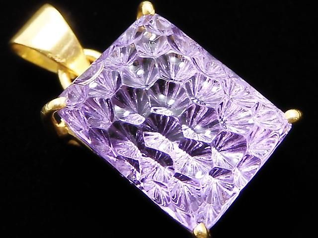【動画】【1点もの】宝石質アメジストAAA ペンダントトップ 18KGP製 NO.57の画像