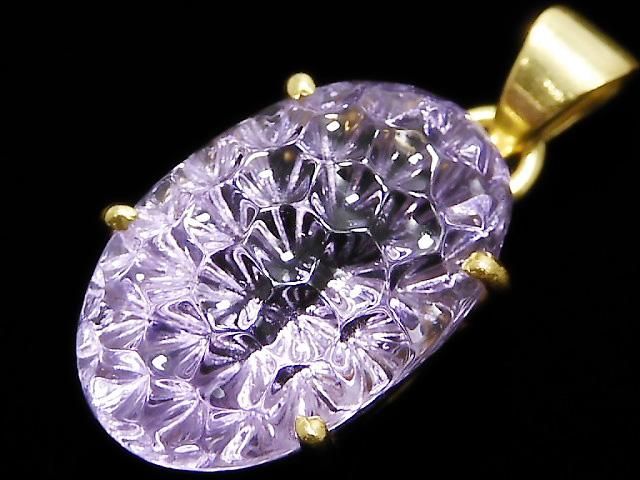 【動画】【1点もの】宝石質アメジストAAA ペンダントトップ 18KGP製 NO.58の画像