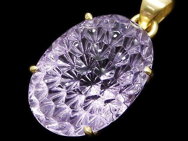 【動画】【1点もの】宝石質アメジストAAA ペンダントトップ 18KGP製 NO.59の画像