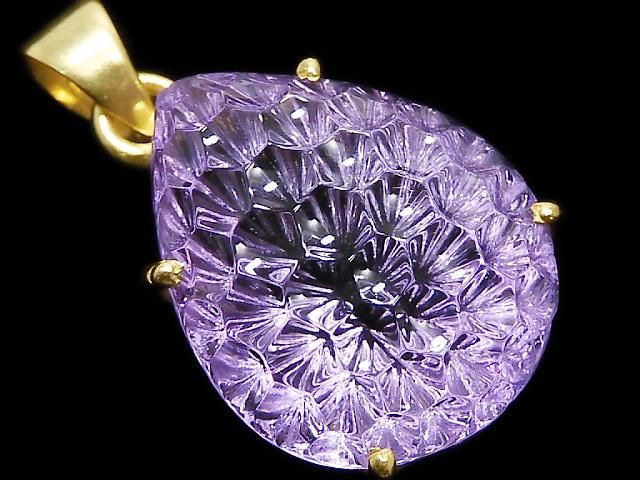 【動画】【1点もの】宝石質アメジストAAA ペンダントトップ 18KGP製 NO.60の画像