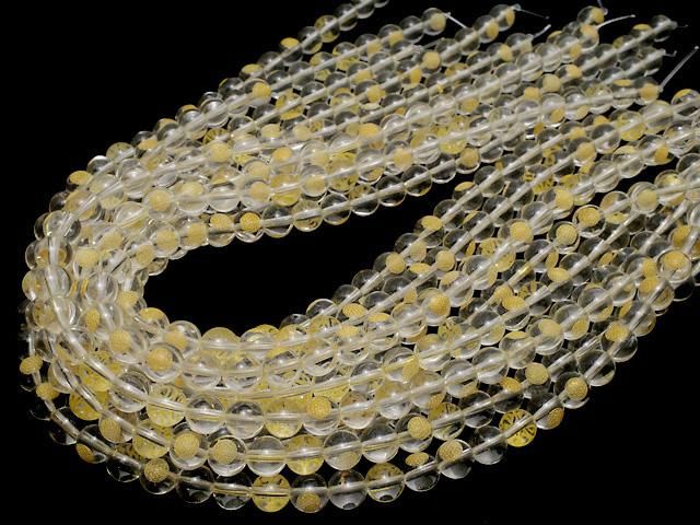 【動画】金色!フラワーオブライフの彫刻入り!クリスタル(合成水晶)AAA ラウンド8mm 半連/1連(約34cm) サムネイル4