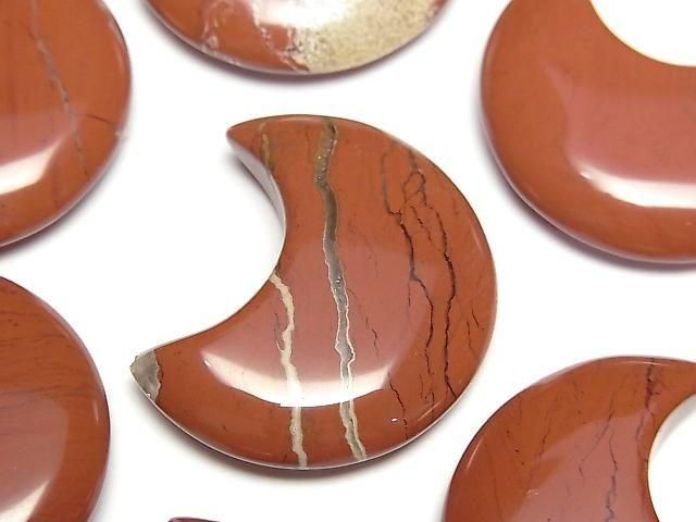 【動画】レッドジャスパー 月モチーフ32×28mm 2個の画像