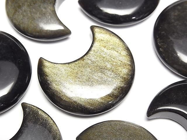 【動画】ゴールデンオブシディアン 月モチーフ32×28mm 2個の画像