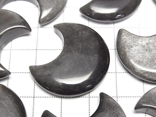 【動画】シルバーオブシディアン 月モチーフ32×28mm 2個 サムネイル2