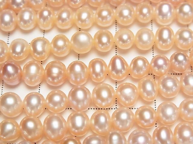 【動画】淡水真珠AA++ ポテト6~7mm 天然色オレンジピンク 1連(約34cm) サムネイル2