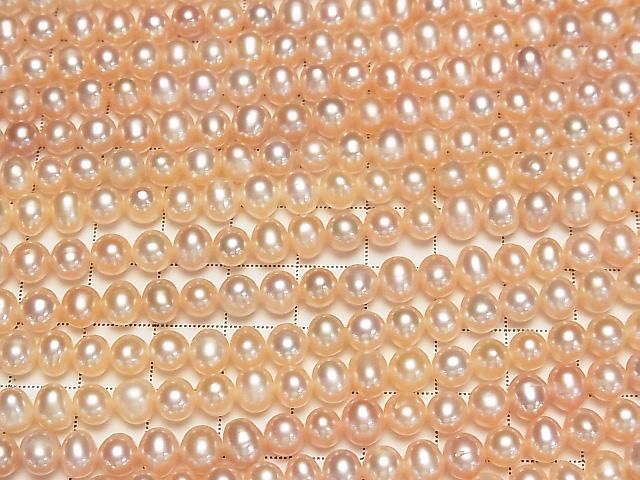 【動画】淡水真珠AA++ ポテト6~7mm 天然色オレンジピンク 1連(約34cm) サムネイル3