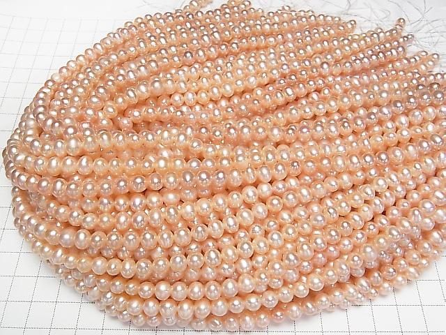 【動画】淡水真珠AA++ ポテト6~7mm 天然色オレンジピンク 1連(約34cm) サムネイル4
