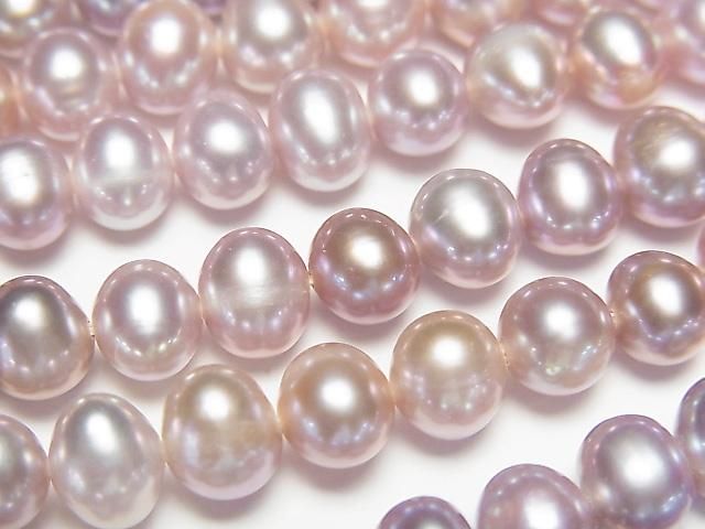 【動画】淡水真珠AA++ ポテト6~7mm 天然色クラシックピンク~ラベンダー 1連(約34cm)の画像
