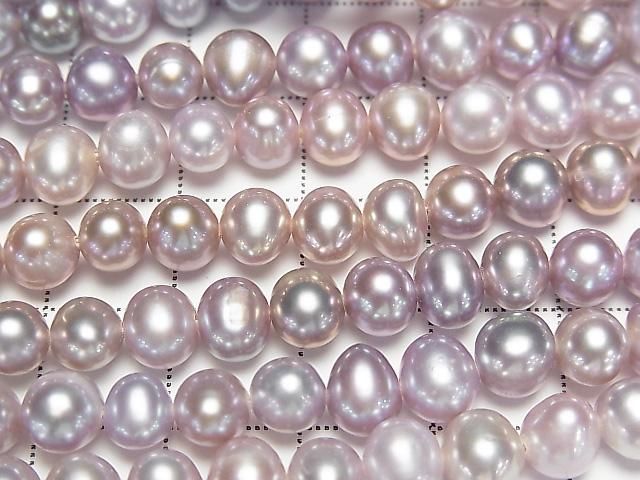 【動画】淡水真珠AA++ ポテト6~7mm 天然色クラシックピンク~ラベンダー 1連(約34cm) サムネイル2