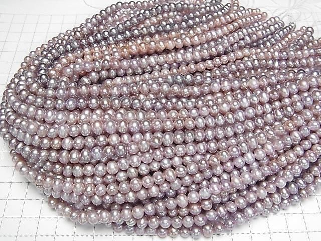 【動画】淡水真珠AA++ ポテト6~7mm 天然色クラシックピンク~ラベンダー 1連(約34cm) サムネイル4