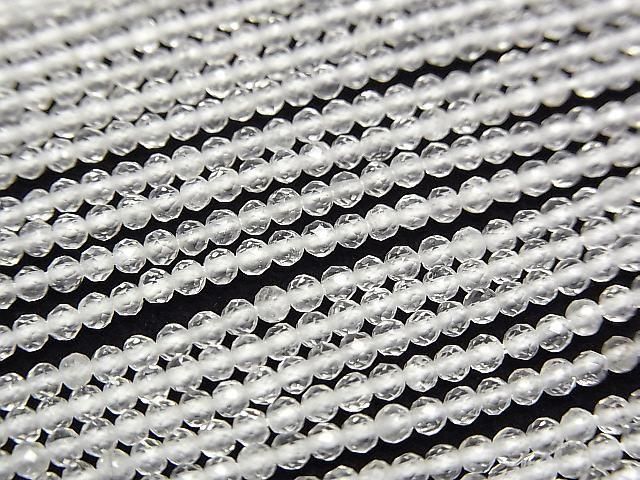 【動画】【素晴らしい輝き】2本580円!クリスタルAA++ ラウンドカット2mm 1連(約37cm)の画像