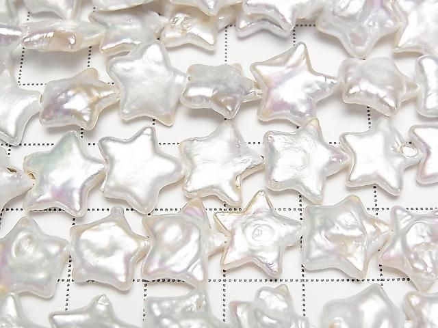 【動画】淡水真珠AA スター(星)12×13×3mm ホワイト 1連(約36cm) サムネイル2