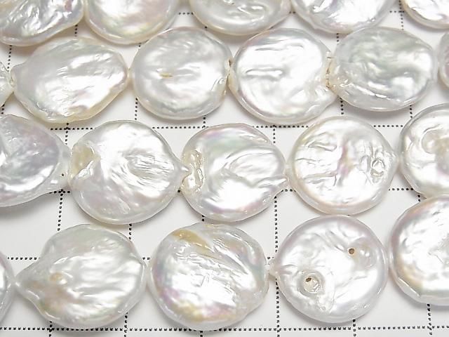 【動画】淡水真珠AA コインパール15mm ホワイト 1連(約35cm) サムネイル2