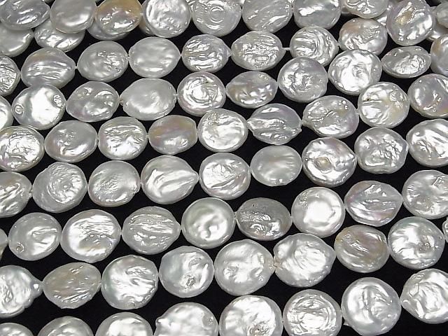 【動画】淡水真珠AA コインパール15mm ホワイト 1連(約35cm) サムネイル3
