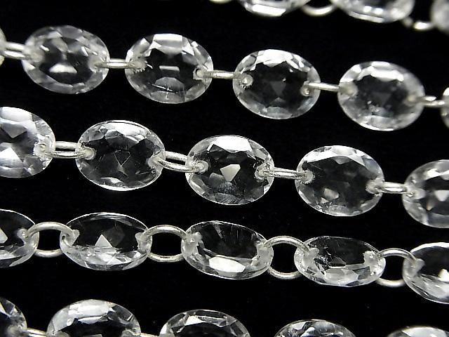 【動画】宝石質クリスタルAAA- オーバルファセットカット9×7mm 【ダブルホール】 1連(16粒)の画像