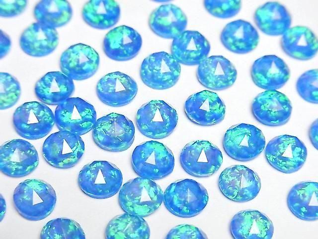 【動画】京都オパール×クリスタルAAA ラウンド ローズカット6×6mm 【ブルー】 2個の画像