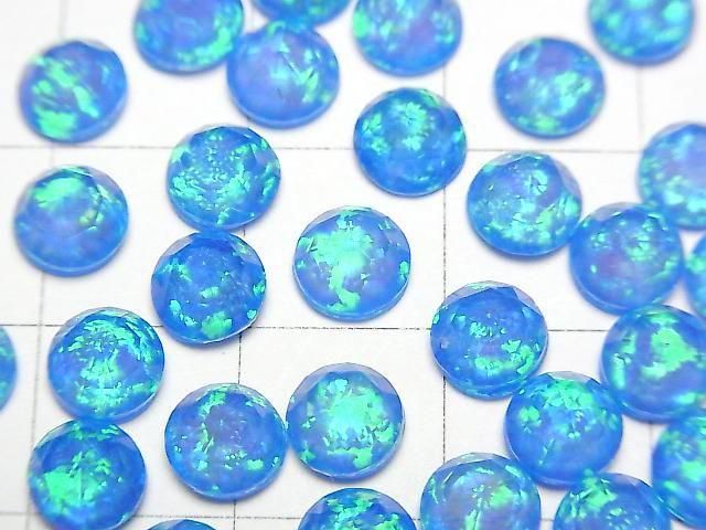 【動画】京都オパール×クリスタルAAA ラウンド ローズカット6×6mm 【ブルー】 2個 サムネイル2