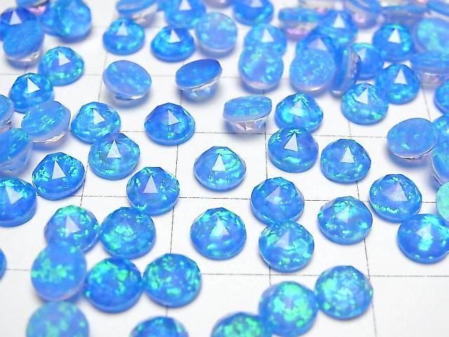 【動画】京都オパール×クリスタルAAA ラウンド ローズカット6×6mm 【ブルー】 2個 サムネイル3