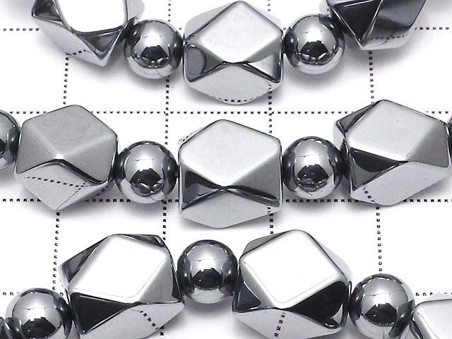 【動画】高純度テラヘルツ鉱石 レクタングルチューブカット10×8×8mm&ラウンド6mm 1連(ブレス) サムネイル2