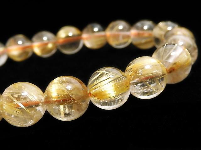 【動画】【1点もの】ルチルクォーツAAA ラウンド8.5mm 1連(ブレス) NO.113の画像