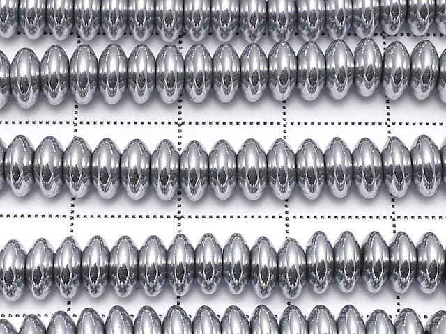 【動画】ヘマタイト ロンデル(ボタン)6×6×2.5mm シルバーコーティング 1連(約38cm) サムネイル2
