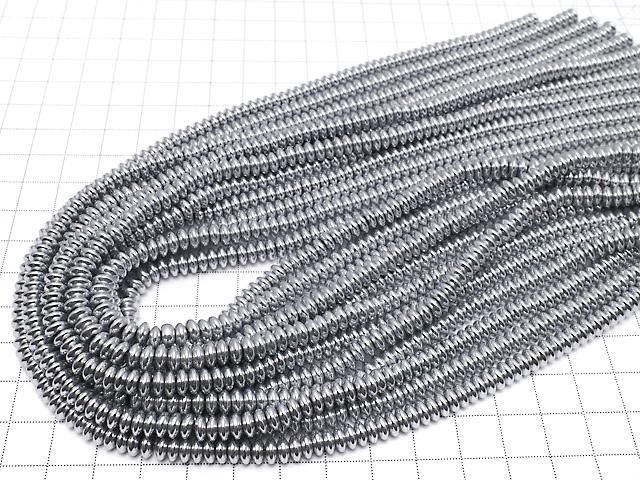 【動画】ヘマタイト ロンデル(ボタン)6×6×2.5mm シルバーコーティング 1連(約38cm) サムネイル4