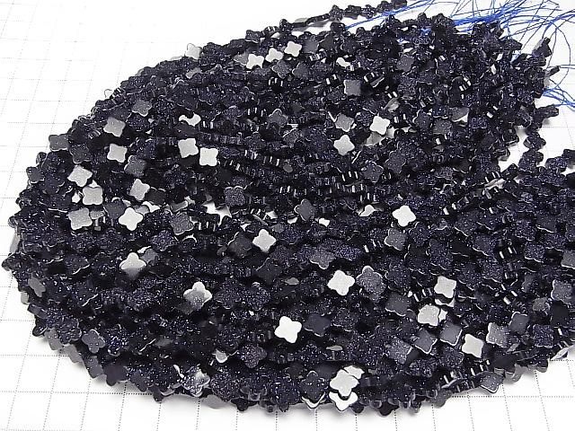 【動画】ブルーゴールドストーン フラワーモチーフ7.5×7.5mm 1連(約35cm) サムネイル4