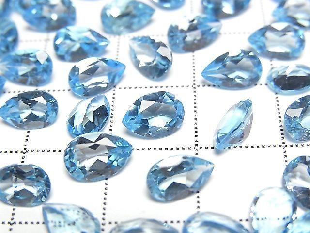 【動画】宝石質スイスブルートパーズAAA ルース ペアシェイプファセットカット8×5mm 2粒 サムネイル2