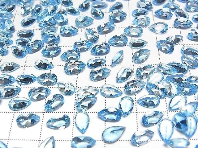 【動画】宝石質スイスブルートパーズAAA ルース ペアシェイプファセットカット8×5mm 2粒 サムネイル3