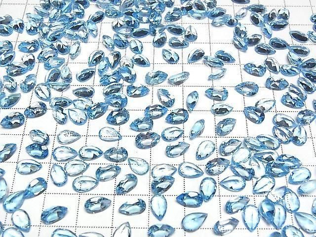 【動画】宝石質スイスブルートパーズAAA ルース ペアシェイプファセットカット8×5mm 2粒 サムネイル4