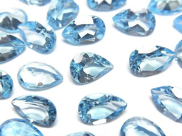 【動画】宝石質スイスブルートパーズAAA ルース ペアシェイプファセットカット9×6mm 2粒の画像