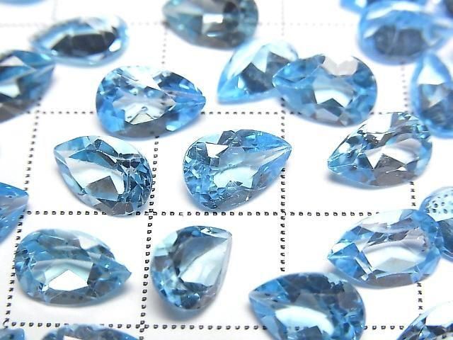 【動画】宝石質スイスブルートパーズAAA ルース ペアシェイプファセットカット9×6mm 2粒 サムネイル2