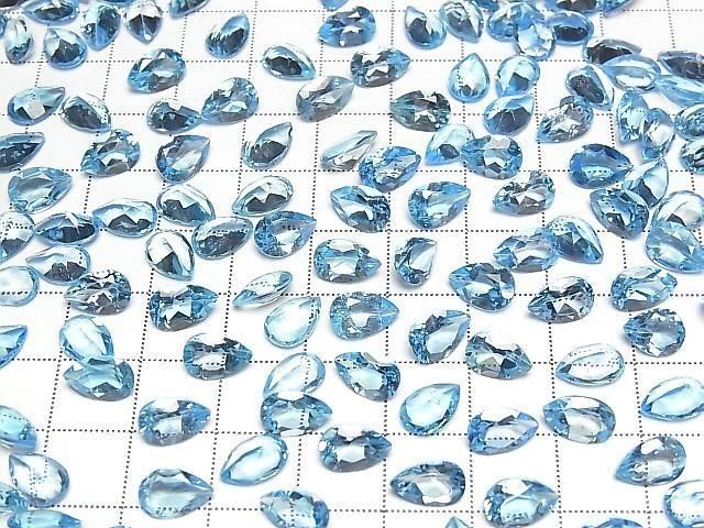 【動画】宝石質スイスブルートパーズAAA ルース ペアシェイプファセットカット9×6mm 2粒 サムネイル4