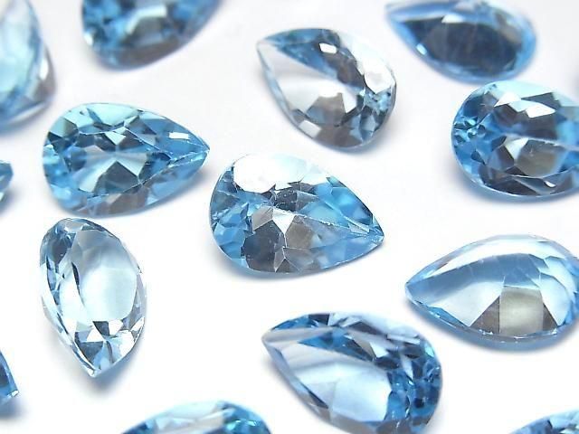 【動画】宝石質スイスブルートパーズAAA ルース ペアシェイプファセットカット12×8mm 1粒の画像