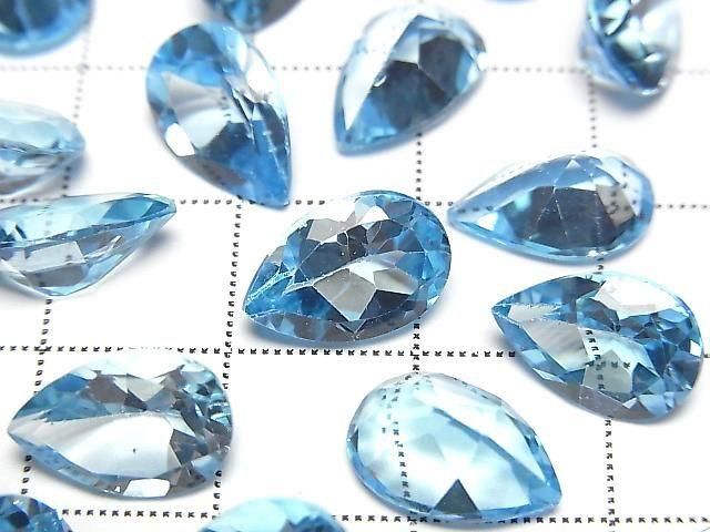 【動画】宝石質スイスブルートパーズAAA ルース ペアシェイプファセットカット12×8mm 1粒 サムネイル2