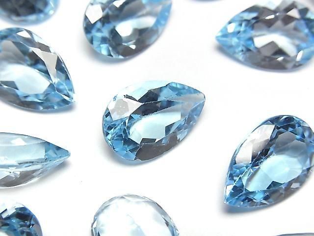 【動画】宝石質スイスブルートパーズAAA ルース ペアシェイプファセットカット15×10mm 1粒の画像