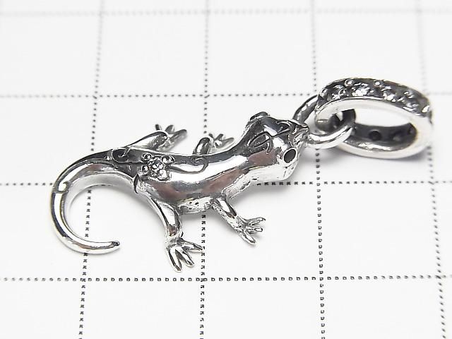 Silver925 トカゲモチーフ ペンダントトップ(CZ付き)29×15mm 1個 サムネイル2