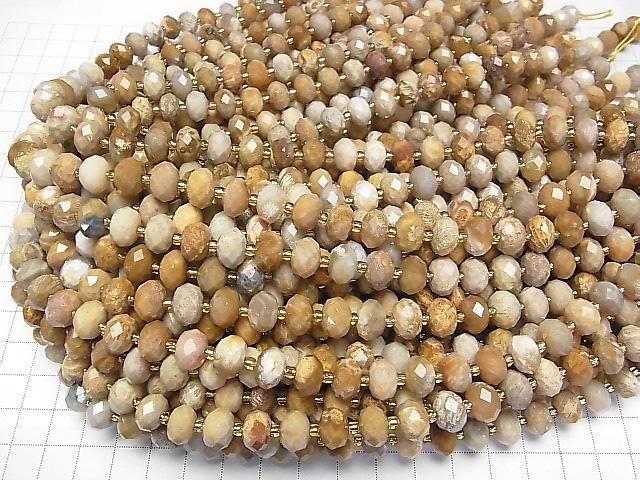 【動画】【素晴らしい輝き】フォシルコーラル(化石珊瑚) ボタンカット10×10×6.5mm 半連/1連(約37cm) サムネイル4