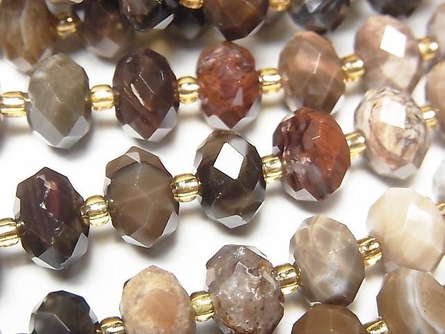 【動画】【素晴らしい輝き】ペトリファイドウッド(珪化石) ボタンカット10×10×6.5mm 半連/1連(約37cm)の画像