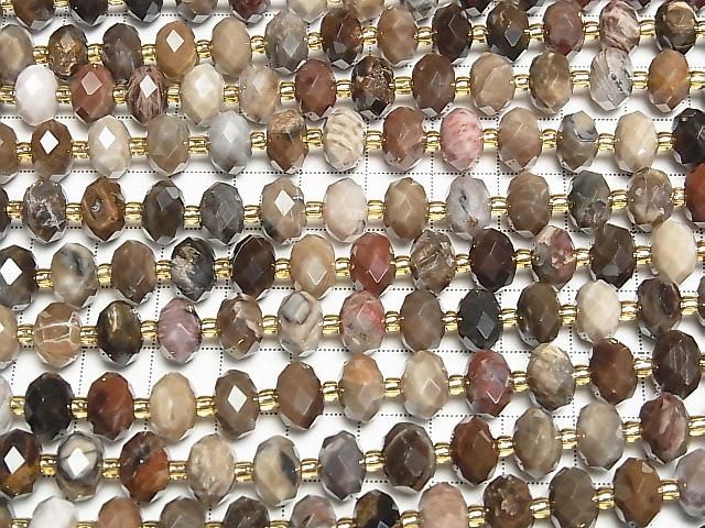 【動画】【素晴らしい輝き】ペトリファイドウッド(珪化石) ボタンカット10×10×6.5mm 半連/1連(約37cm) サムネイル3