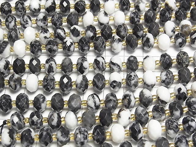 【動画】【素晴らしい輝き】ゼブラジャスパー ボタンカット9.5×9.5×6.5mm 1連(約37cm) サムネイル3