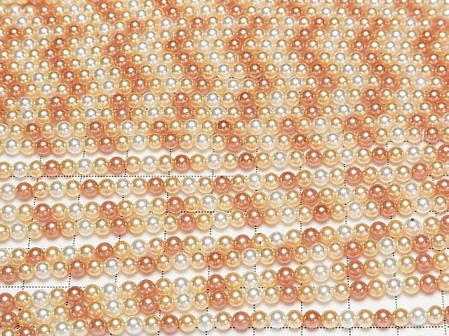 【動画】ガラスパール ラウンド4mm 【オレンジ×ゴールド×ホワイト】 1連(約38cm) サムネイル3